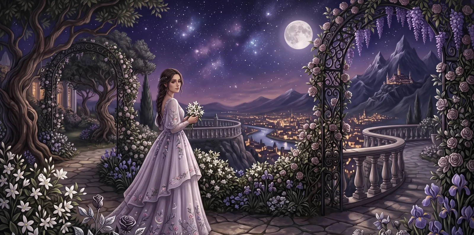 Elain Archeron tending to the garden at the river house in Velaris