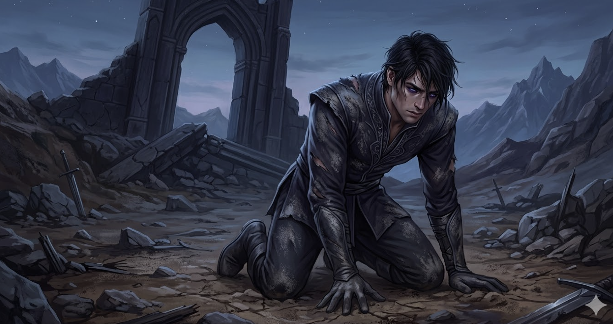 Rhysand kneeling in the dirt, the stars in his violet eyes completely extinguished.