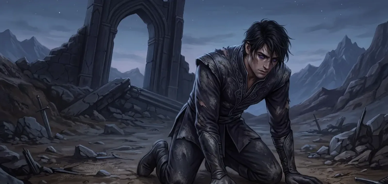 Rhysand kneeling in the dirt, the stars in his violet eyes completely extinguished.