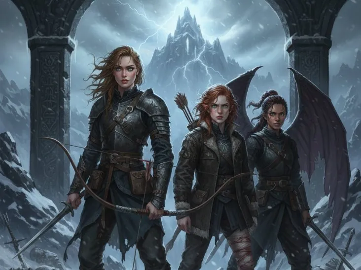 Nesta, Gwyn, and Emerie at the Pass of Enalius.